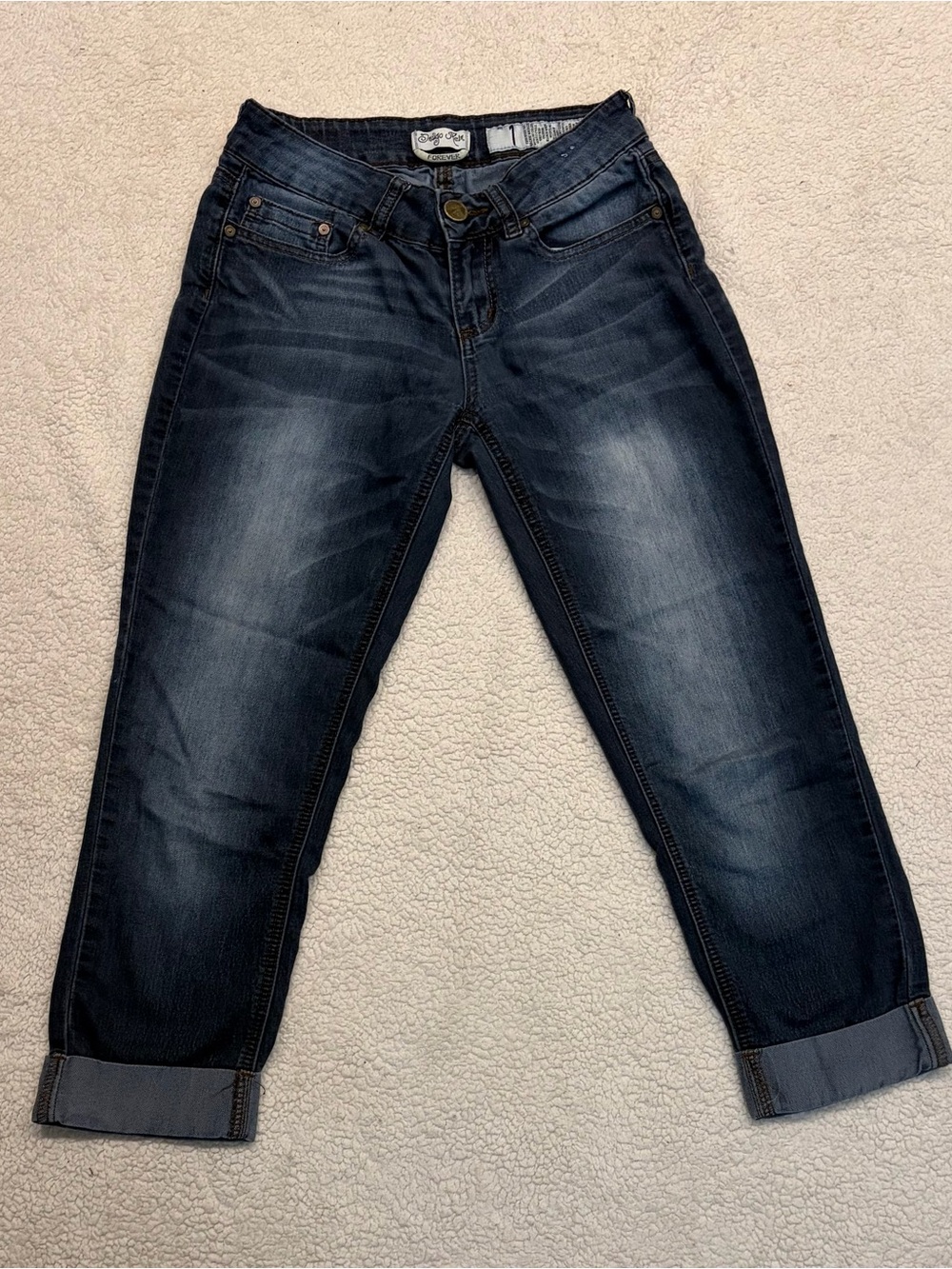 Indigo Rein Forever Dark Wash Cuffed Denim Jeans Capri Pants Size 1